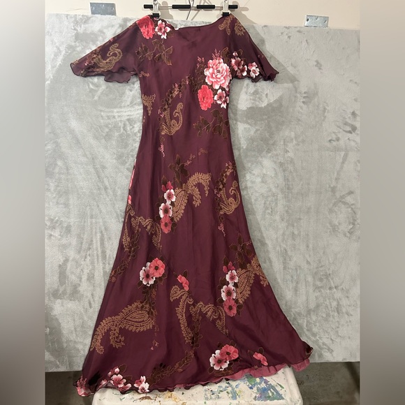 Monsoon y2k baby doll bust line silk floral maxi dress - Picture 12 of 16